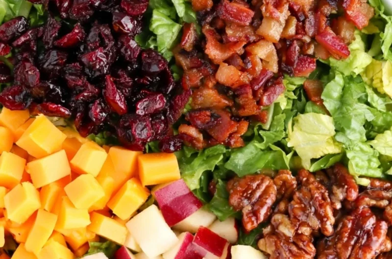 A cozy autumn chopped salad with seasonal vegetables and nuts.