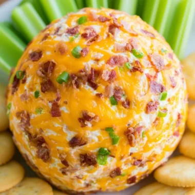 Delicious Bacon Ranch Cheeseball served on a platter