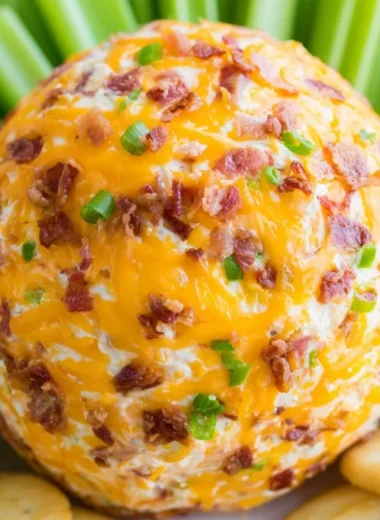 Delicious Bacon Ranch Cheeseball served on a platter