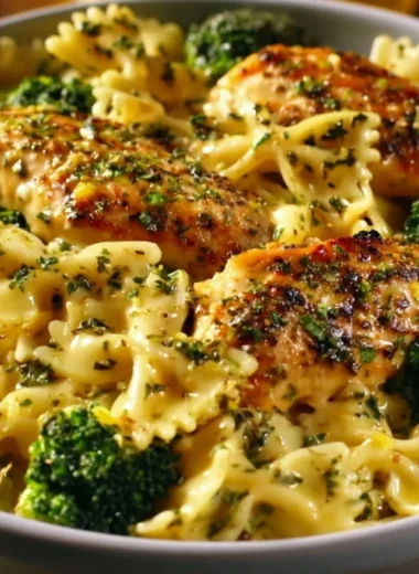 Cowboy Butter Lemon Bowtie Chicken with Broccoli for a delicious meal