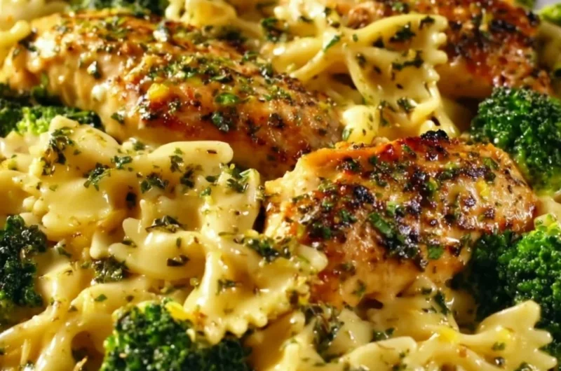 Cowboy Butter Lemon Bowtie Chicken with Broccoli for a delicious meal
