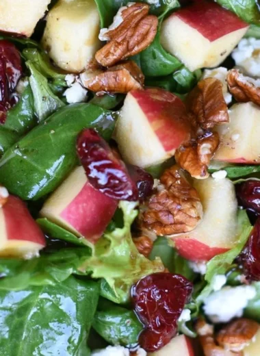 Cozy Apple Pecan Salad with fresh apples and crunchy pecans served in a bowl