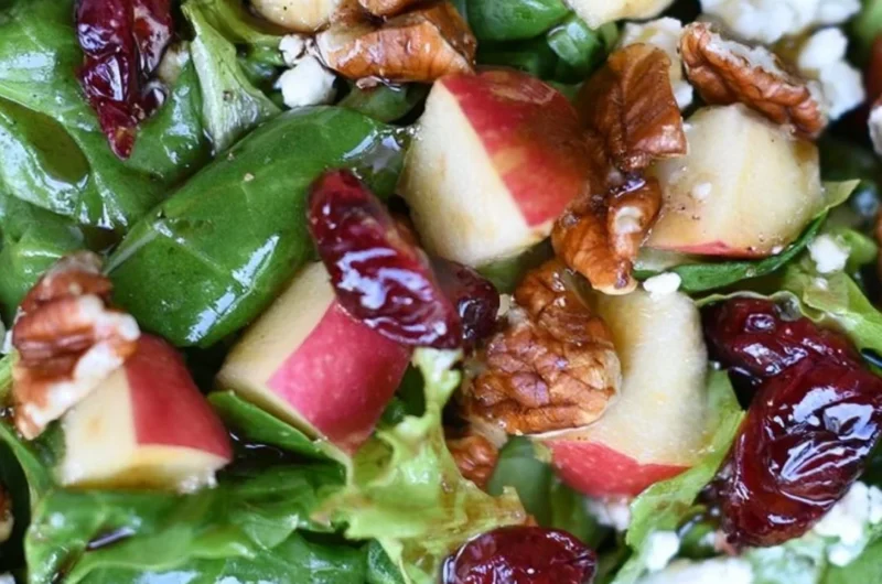Cozy Apple Pecan Salad with fresh apples and crunchy pecans served in a bowl