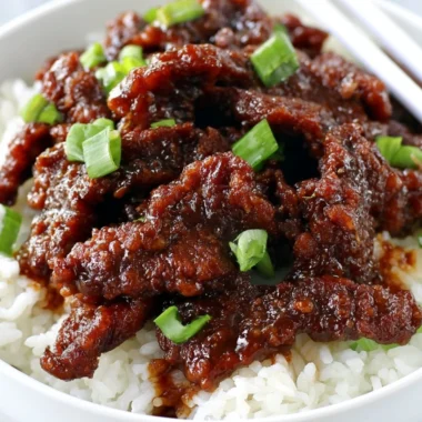 Delicious Gluten Free 30-Minute Mongolian Beef served with garnishes
