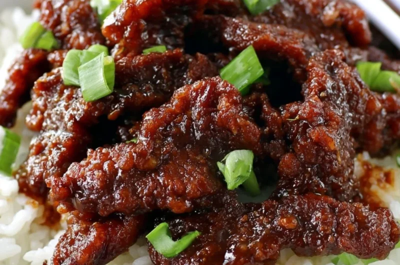 Delicious Gluten Free 30-Minute Mongolian Beef served with garnishes