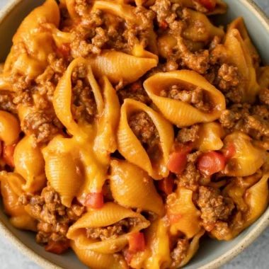 High protein taco pasta bowl with colorful toppings and spices