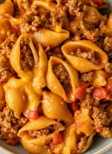 High protein taco pasta bowl with colorful toppings and spices