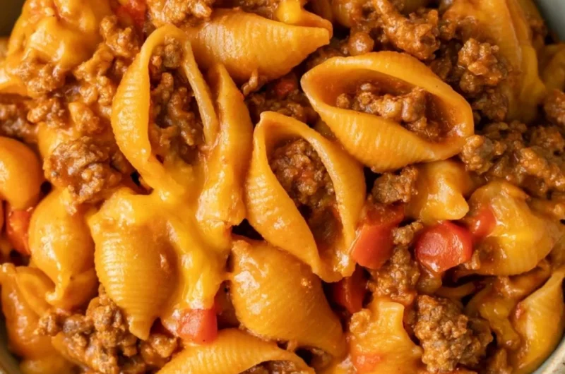 High protein taco pasta bowl with colorful toppings and spices