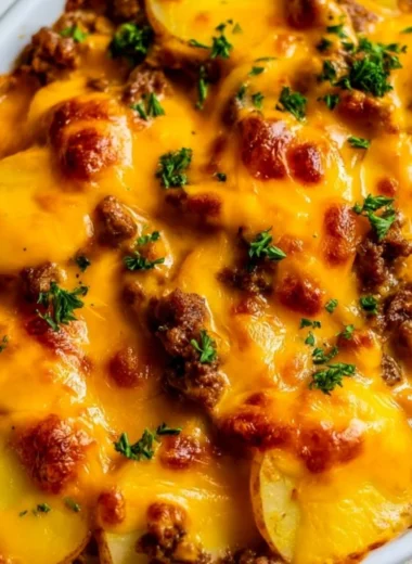 Delicious Hobo Casserole made with ground beef and fresh vegetables