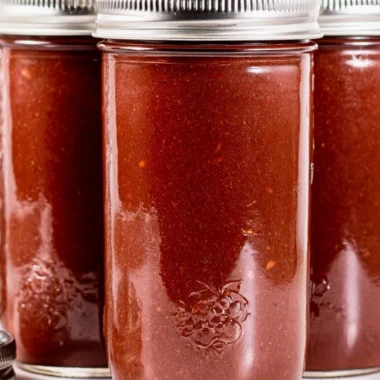 Bowl of homemade BBQ sauce with fresh ingredients and herbs